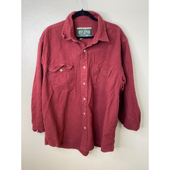 Field & Stream Mens Vintage Button-Up Flannel Shirt Red Long Sleeve - Picture 2 of 6